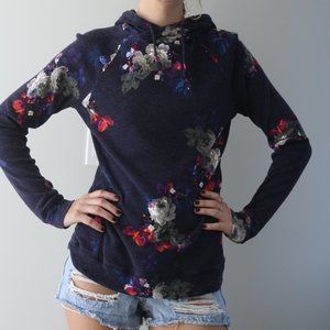 Joules Navy Floral Print Hoodie Size US 8